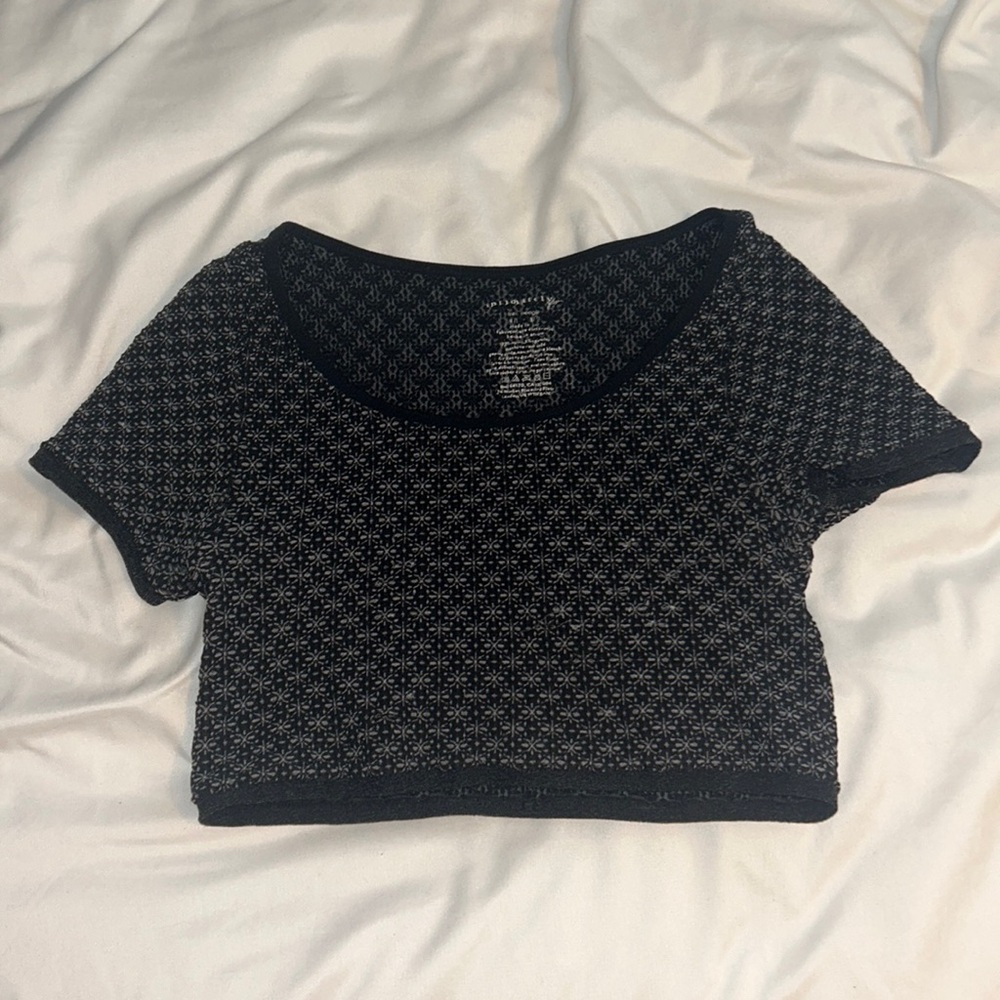 Free People Black/Grey Crop Top